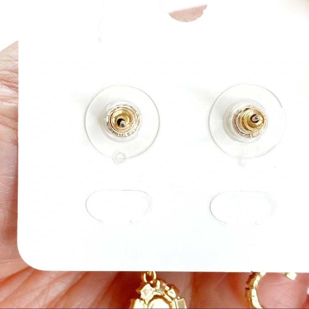Romantic Hearts Purple Crystal Gold Drop Earrings